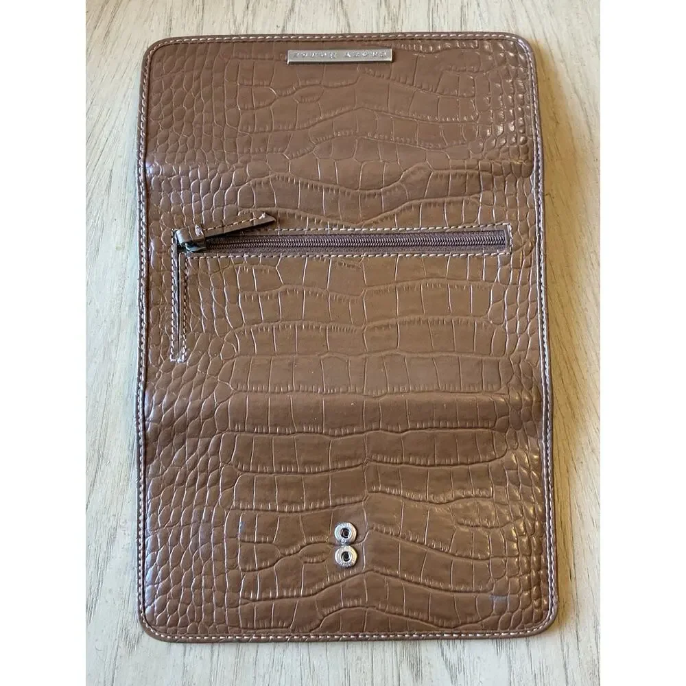 VTG Crazy Horse Alligator Trifold Wallet Faux Leather Croc Textures Checkbook